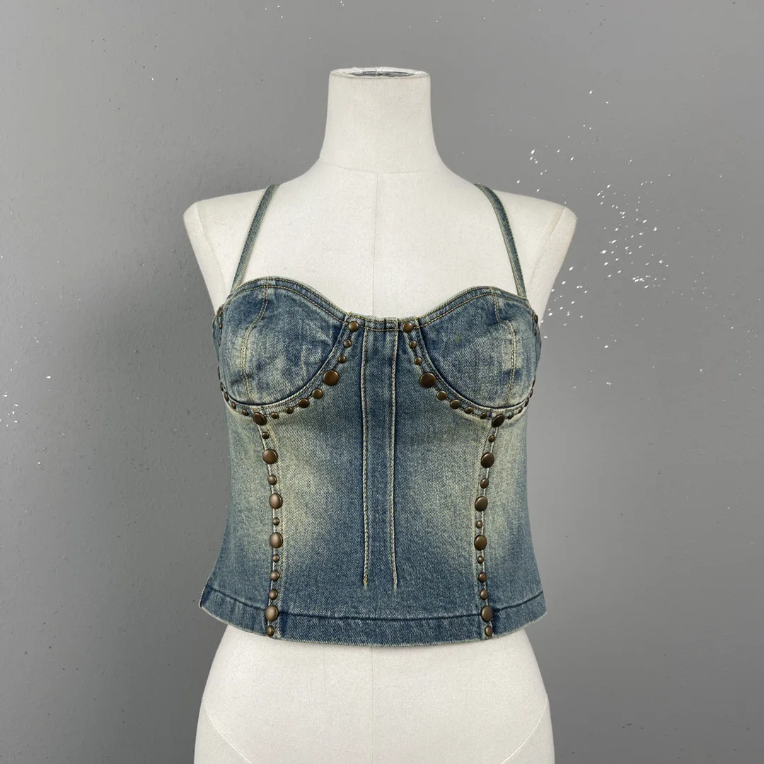 

Tank Top Denim Niche 2023 Summer New Design with A Sense of Waistband and Short Style Spicy Girl Top for Women Y2k Top