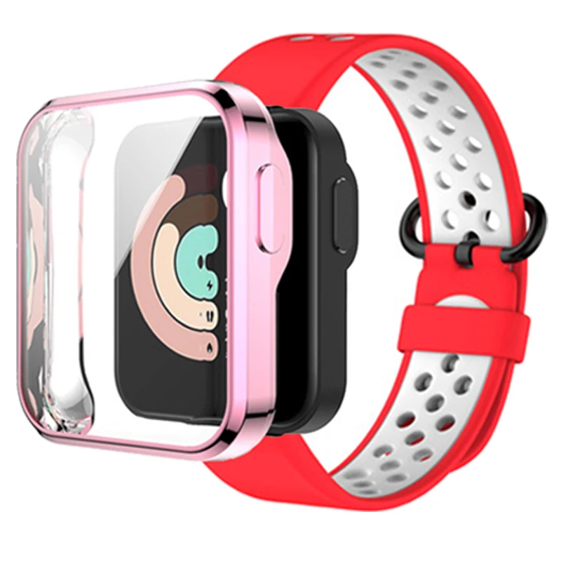 Glass+Strap Replacement Sport Strap For XiaoMi Mi Watch Lite  Silicone Breathable Watchbands For Mi Watch Lite Watch Bracelet