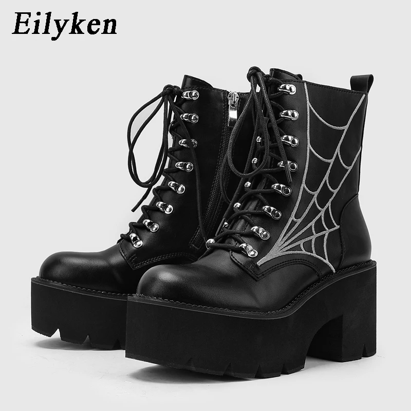 

Eilyken/Прямая поставка; Пикантные женские ботильоны на очень высоком каблуке со шнуровкой; Женская обувь на платформе с круглым носком в уличн...