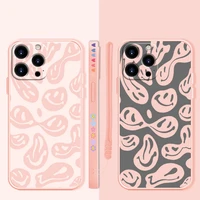 square luxury candy color phone case for iphone 13 12 11 pro max mini x xr xs max 7 8 6 6s plus se black pink color smile