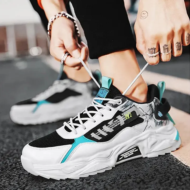 

Кроссовки мужские демпфирующие, уличные модные повседневные, на шнуровке, удобные дышащие Нескользящие, смешанных цветов, на весну