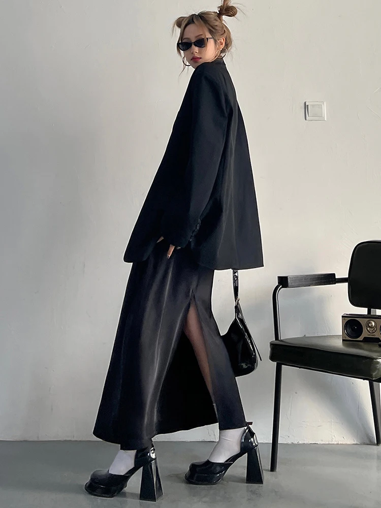 Женское платье-костюм из двух предметов [MODX] черное свободное Повседневное