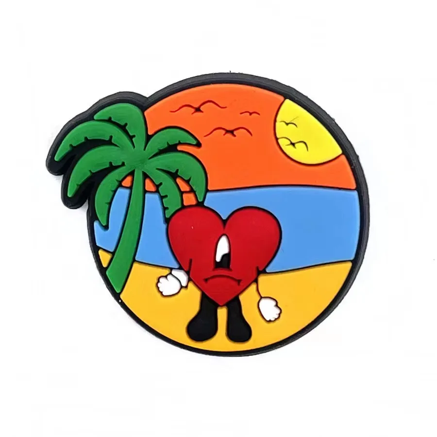 Hot sell 22pcs/set Clown Garden Shoes Accessories PVC Bad Bunny Shoe Decorations Fit Kids Croc Jibz Charm X-mas Gift