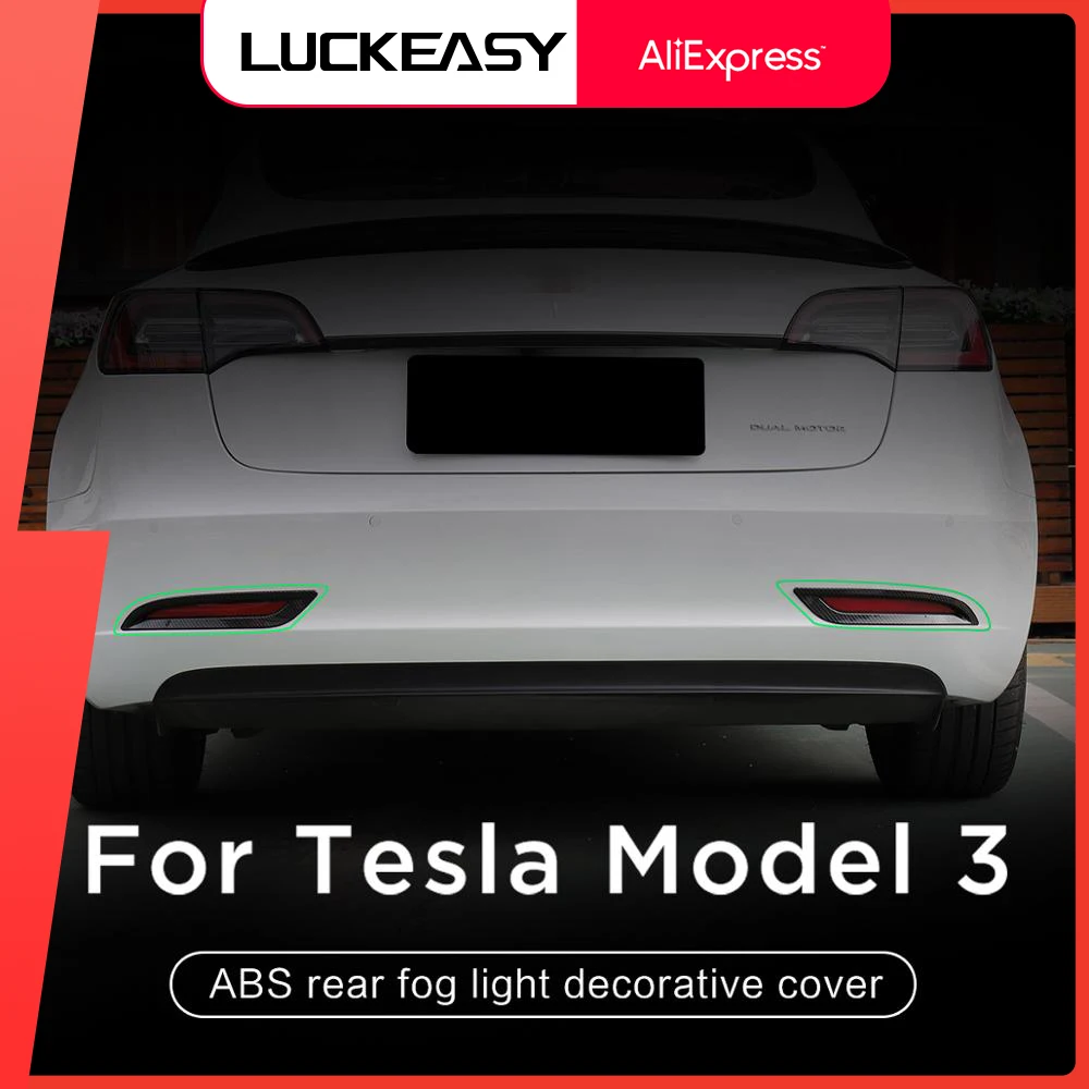 

LUCKEASY Car Tail Fog Light Decorative Cover For Tesla Model 3 ABS Plastic Rear Tail Fog Light Lamp Decoration model3 2017-2022