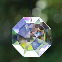 muy bien 75mm octagonal faceted crystal prism suncatcher chandelier parts diy home garden hanging decorations rainbow maker