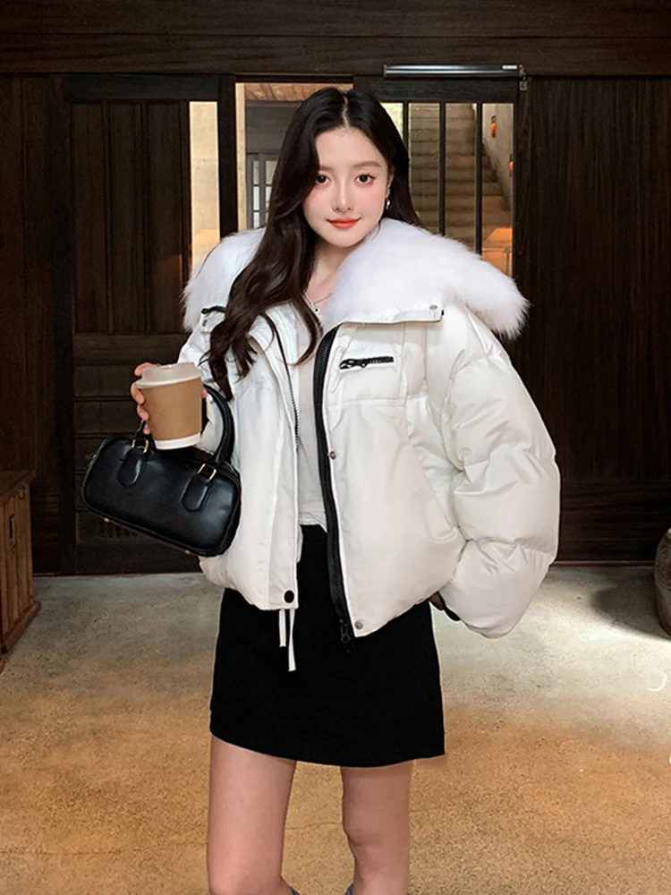 2024 новая модная женская зимняя теплая короткая куртка на гусином пуху парки с