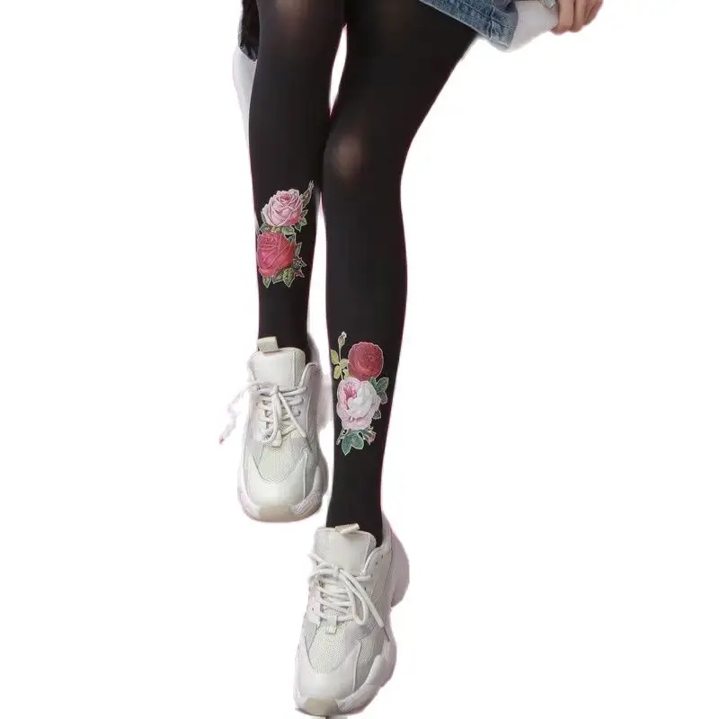 

Женские колготки для девочек с сексуальным принтом розы, Лолита, колготки, леггинсы, женское нижнее белье, леггинсы, сексуальные, интимные