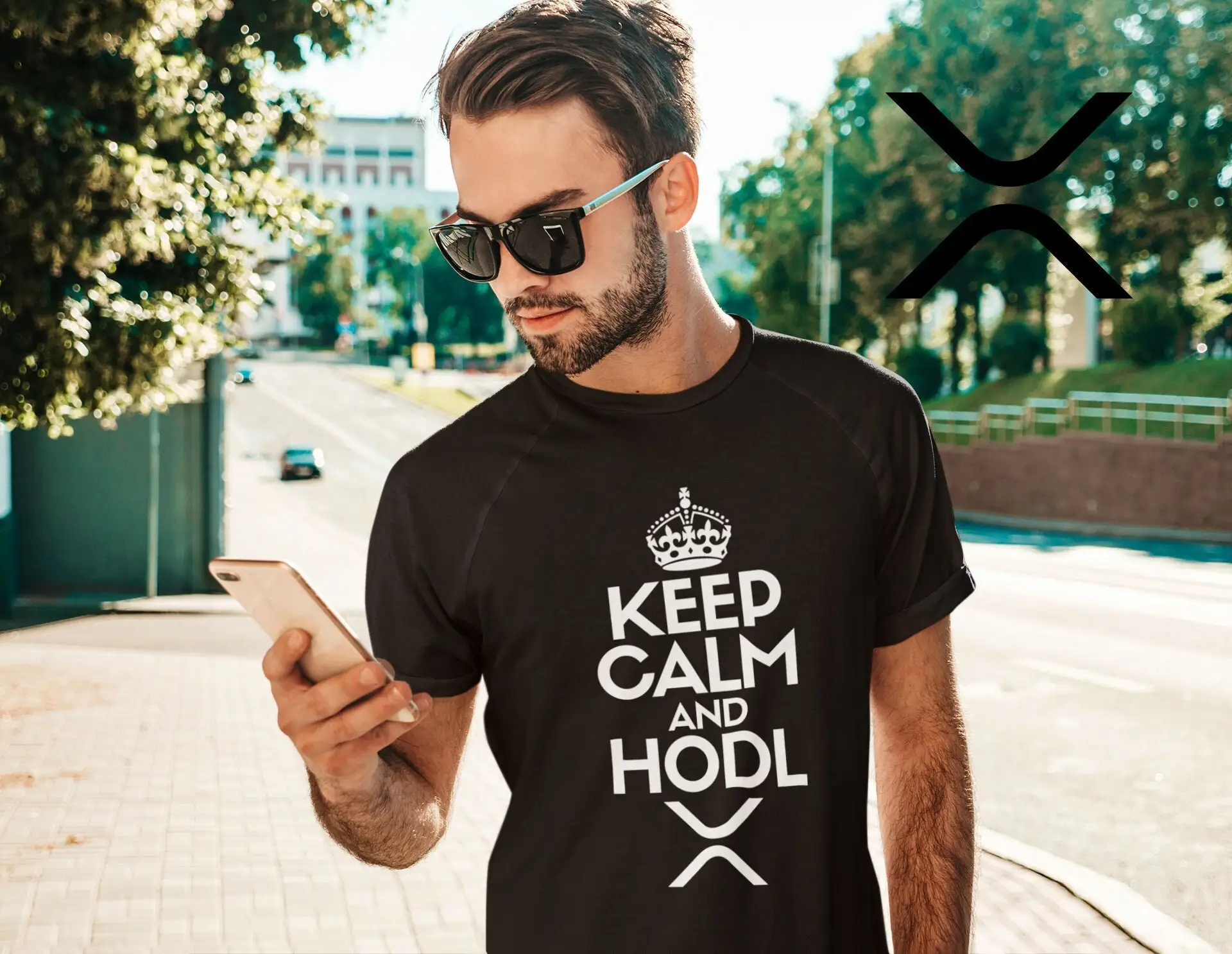 Футболка для взрослых Keep Calm And Hodl Xrp Ripple To The Moon Tee Crypto