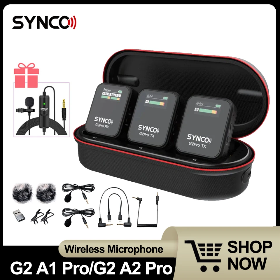 

Synco G2 A1 G2 A2 Pro 2.4G Wireless Lavalier Microphone Mic System for Smartphone Table DSLR Camera Realtime Monitoring