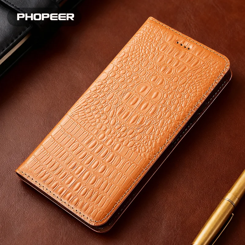 Фото Роскошный чехол из натуральной кожи для Infinix Hot 60 60i 50 40 30 20 12 4G 5G S iPlay NFC Pro Plus, чехол с рисунком крокодила на спине №1