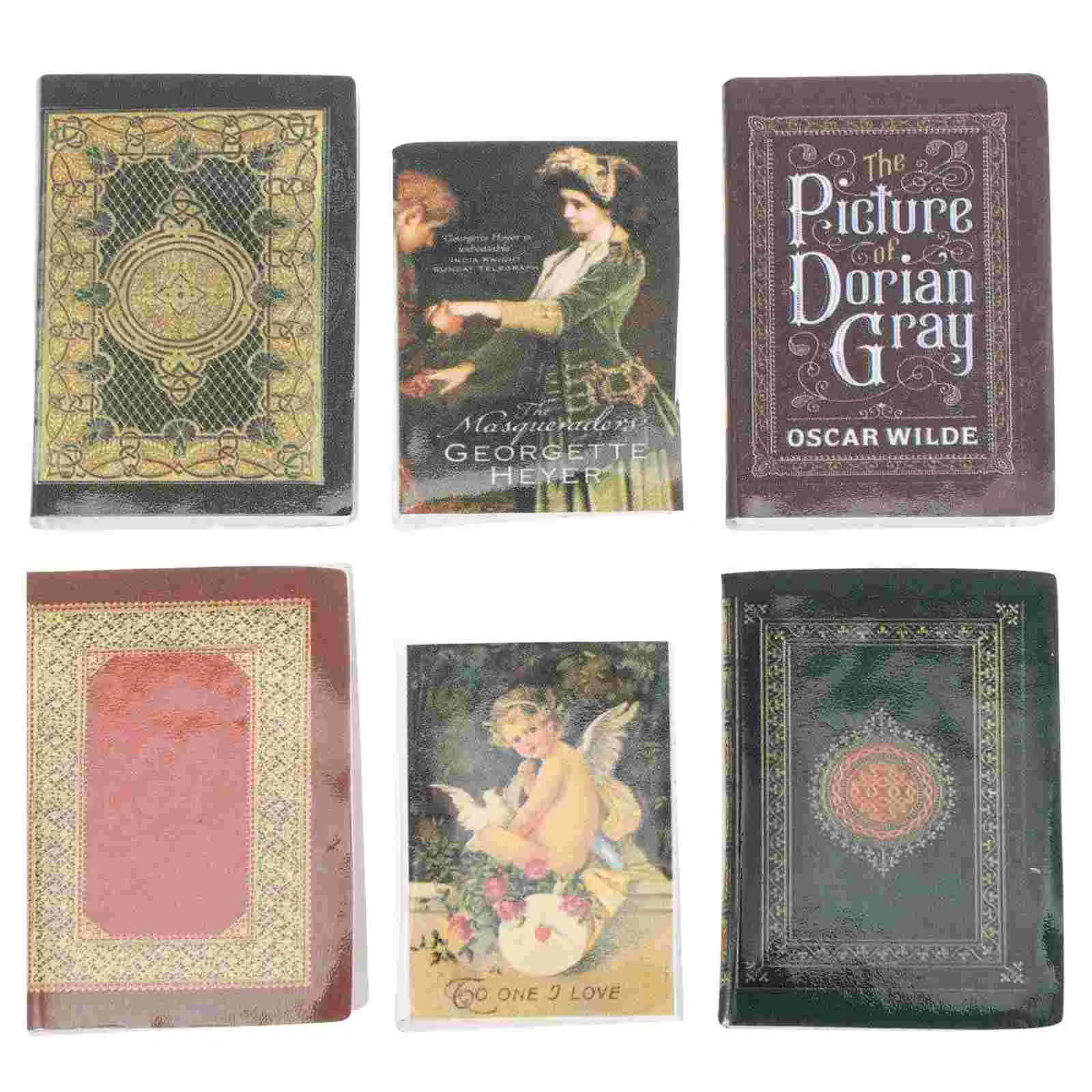 

6 Pcs Vintage Book Mockup Miniature Retro Books Kit Photo Ornament Paper House Adornments Micro Scene Kid Furniture