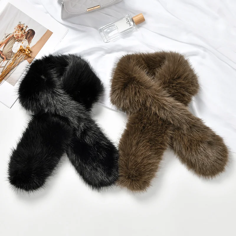 2024 шарф из искусственного кроличьего меха леопардовый с кольцом женские зимние