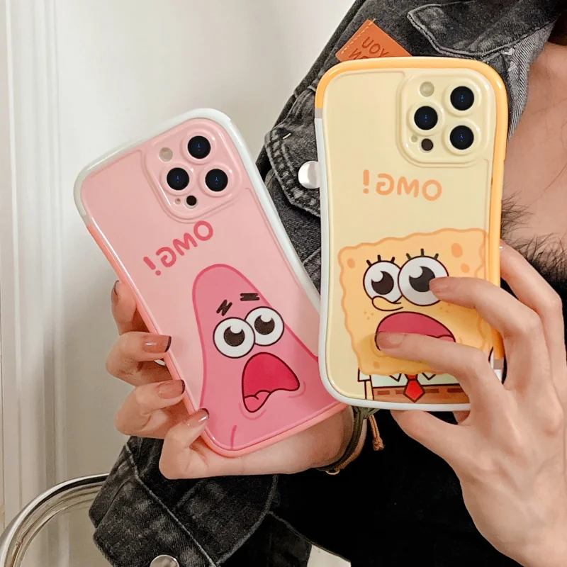 

BANDAI Cartoon Anime SpongeBob SquarePants Patrick Star Cute Silicone Phone Case for iPhone 11 12 13 pro XS MAX X XR Cover