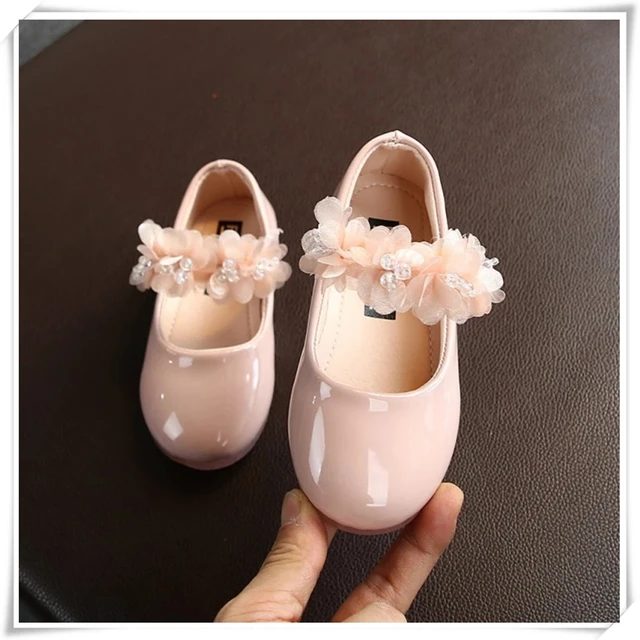 PU Leather Big Flower Summer Princess Shoes Party Wedding Baby Girls Dance Shoes Flower Girl Shoes Baby Girls Walking Shoes Kids 1