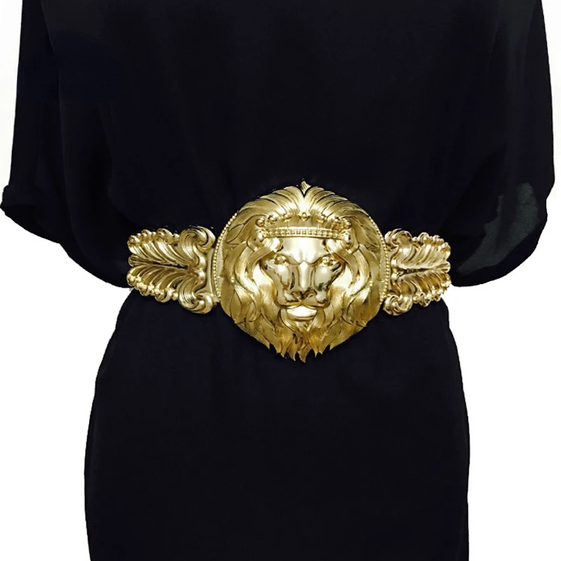 Golden Waist Belts Fashion Women's Metal Wide Waistband Female Luxury Brand Designer Ladies Elastic Belt For Dress