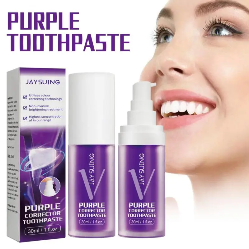 

Purple Corrector Toothpaste Whitening Tooth Freshen Breath Clean Remove Smoke Stains Plaque Teeth Mouth Wash Oral Hygiene Care