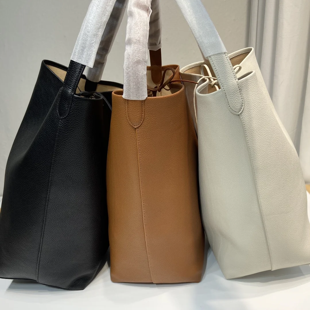 2022 New Arrival First Layer Cowhide Leather Shoulder Handbag Large Capacity Bucket Tote Bag Women