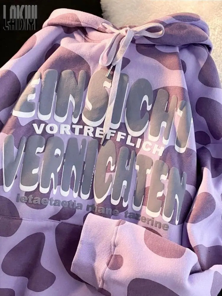 

Autumn Hoodie Letter Printed Korean Harajuku Sweatshirt Causal Tops Loose Oversized Fashion Clothing Spring Cotton Pullovers