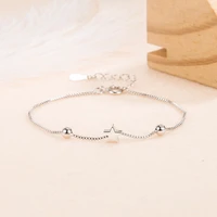 korean classic fashion five pointed star bead bracelet female solid 925 sterling silver beaded star pulseira feminina bracelet