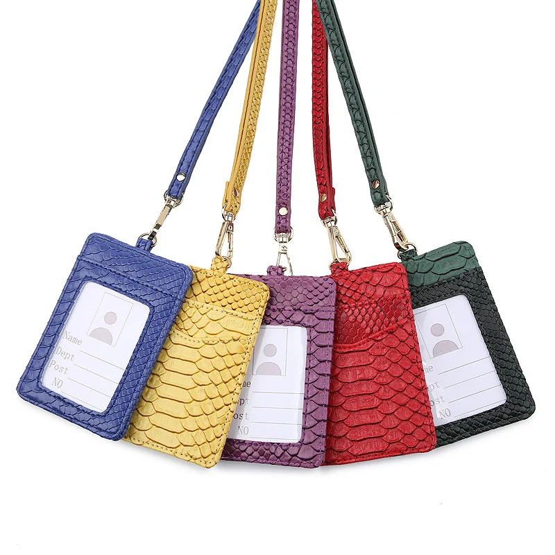 Free Personalisation Name PU Leather Lanyard ID Credit Card Holder Work Badge Plates for Women Men Students Card Cover Hot Sale