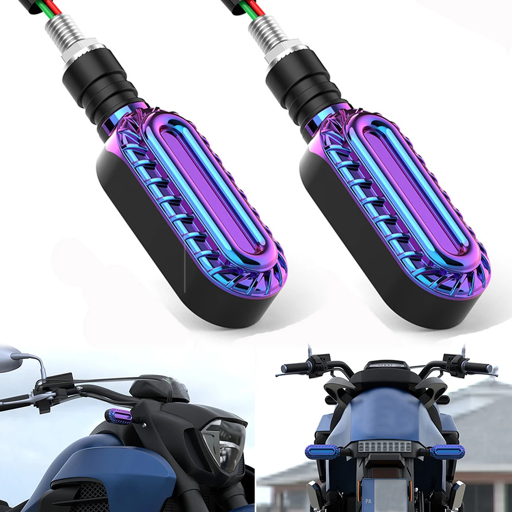 

2 Pcs Motorcycle Turn Signal Lights Amber Flowing Water Lamps White Daytime Running Lights 12V LED Universal Moto Accessories