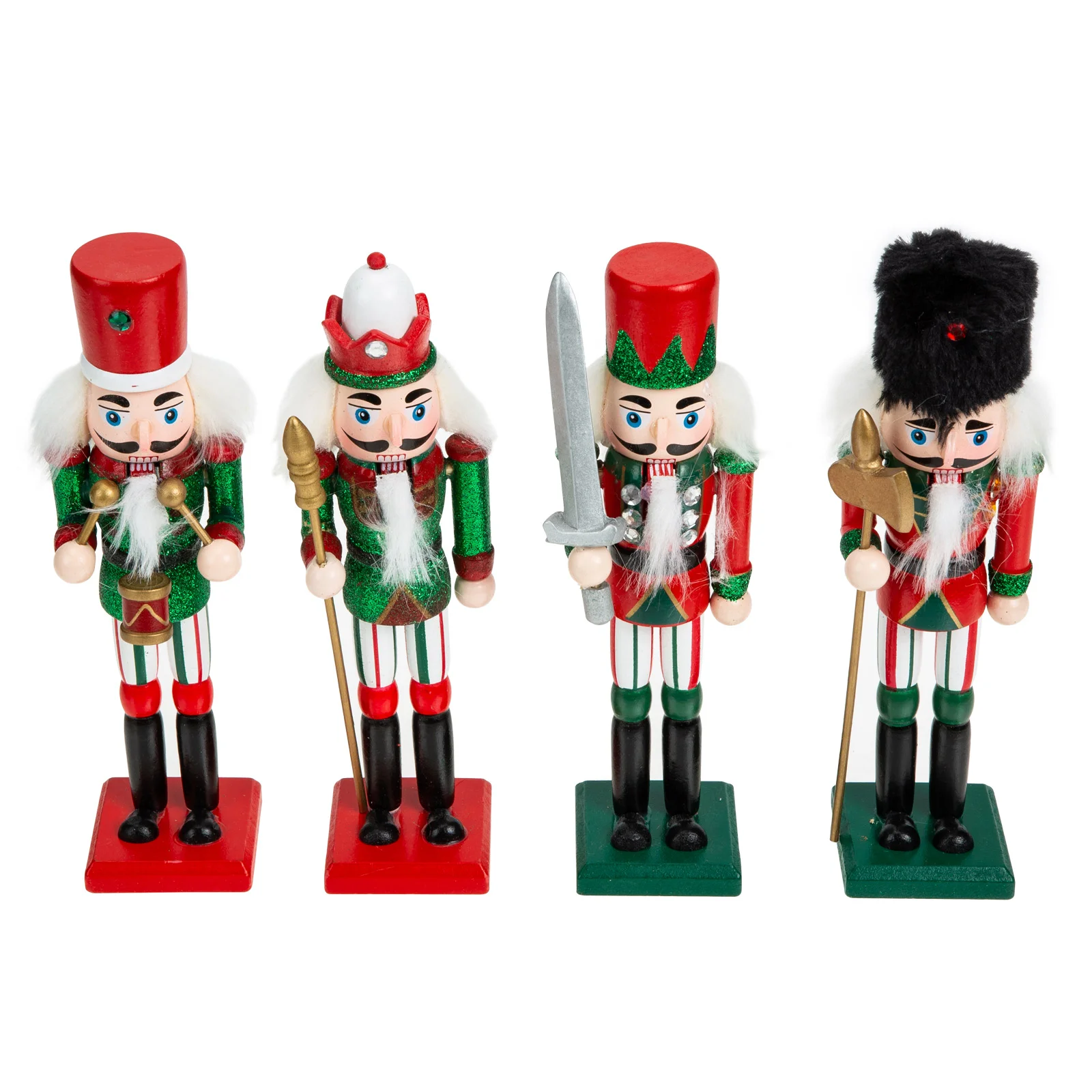 

4pcs Wood Lovely Nutcracker Decor for Home Adorable Desktop Wooden Soldier Decor