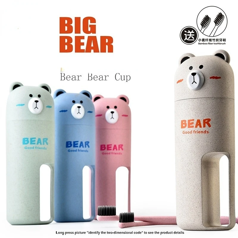 

Portable Travel Set toothbrush Cup Storage Box Home Bear Organizer Toothpaste Tooth Brush Towel Wash Gargle Cup