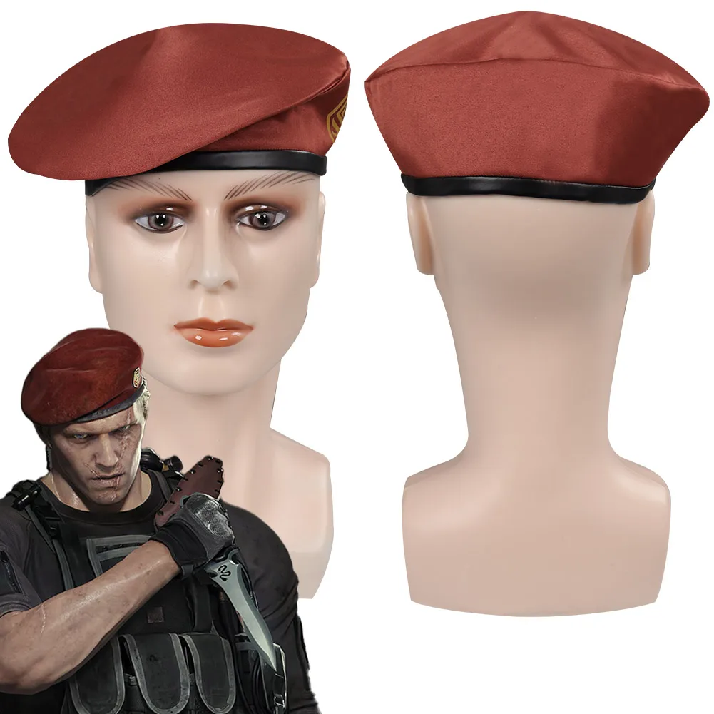 

Game Resident 4 Jack Krauser Red Beret Hat Cosplay Costume Accessories Men Roleplay Fantasia Props Halloween Carnival Party Suit