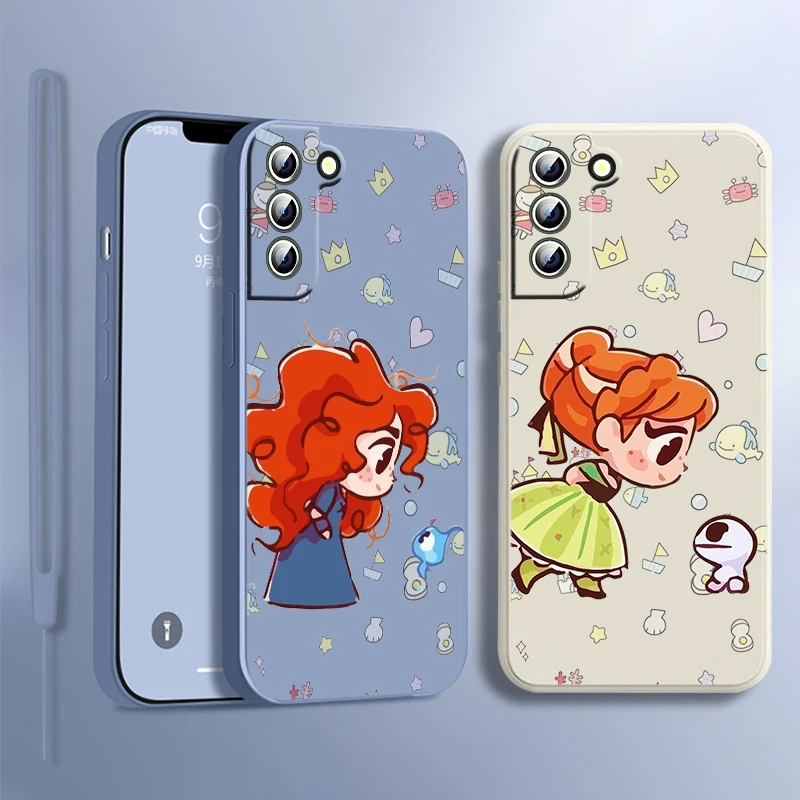 

Cute Princess Anime Phone Case For Samsung Galaxy S23 S22 S21 S20 S10 S9 Ultra Plus Pro FE Liquid Rope Soft Phone Case Fundas