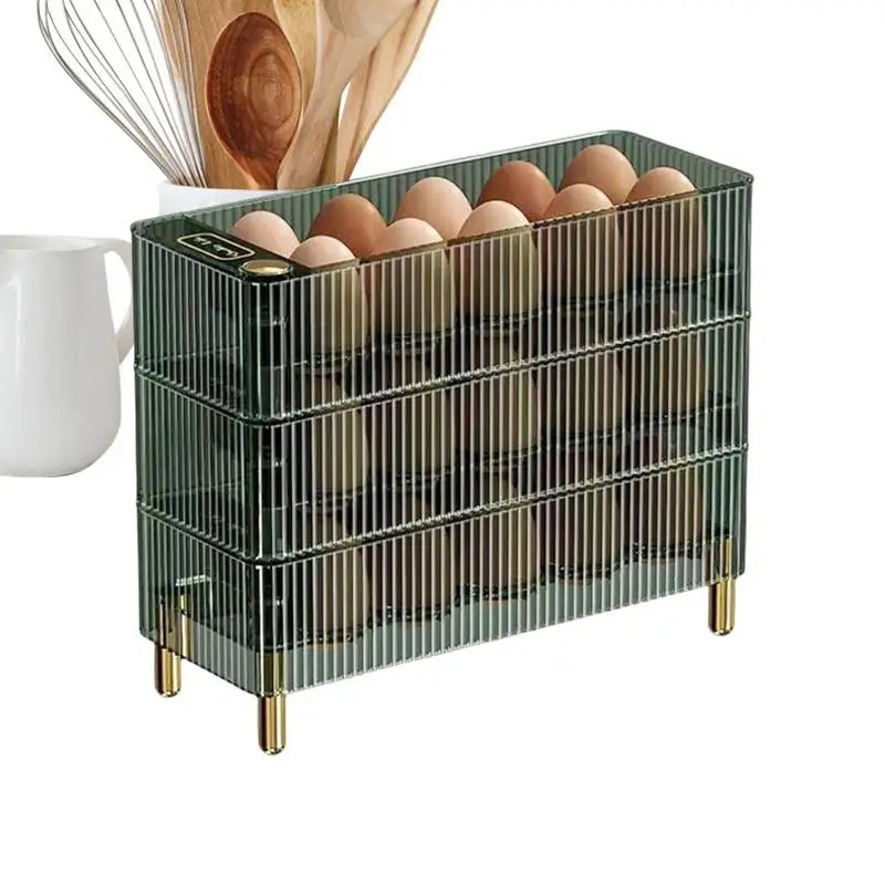 

Luxurious Egg Storage Box Refrigerator Transparent Egg Box Container Plastic Storage Container Eggs Holder Kitchen Organizer