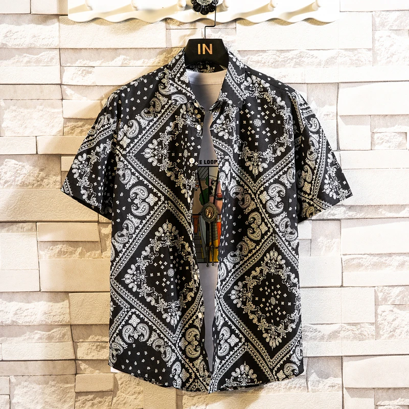 2022 New Men's Short Sleeve Hawaiian Shirt One Button Casual Versatile 3d Shirt Printed Loose Casual