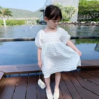 girls dress new summer childrens cotton puff sleeve dress little girl baby short sleeve princess skirt