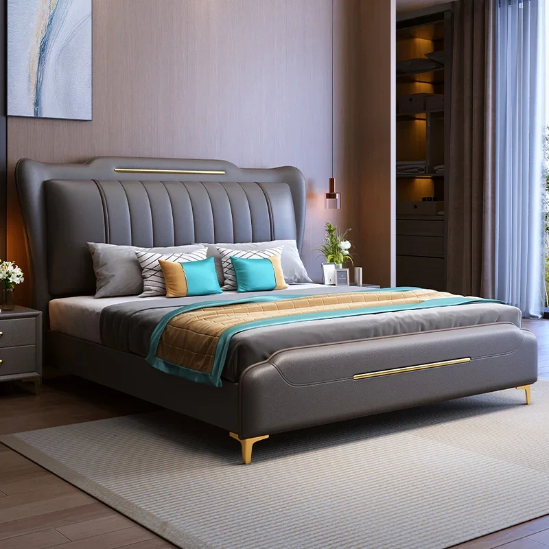 Роскошная детская двуспальная кровать Современная двухспальная с изголовьем