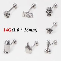 1pc 58in16mml 14g tongue piercing barbells surgical stainless steel middle finger letter tongue rings body jewelry for women
