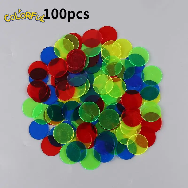 

100pcs 15mm Montessori Learning Education Math Toys Learning Resources Color Plastic Coin Bingo Chip Kids Classroom Supplies