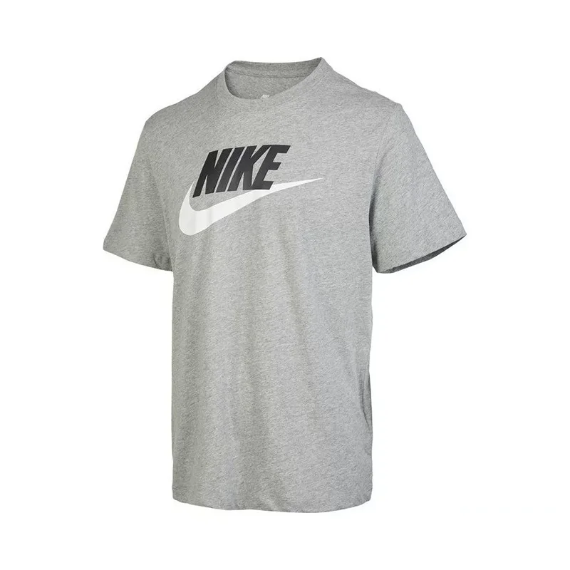 Мужская серая футболка Nike с коротким рукавом и белым логотипом Swoosh AR5005-063 (art.: 3920da8c4ab2f) - 3920da8c4ab2f