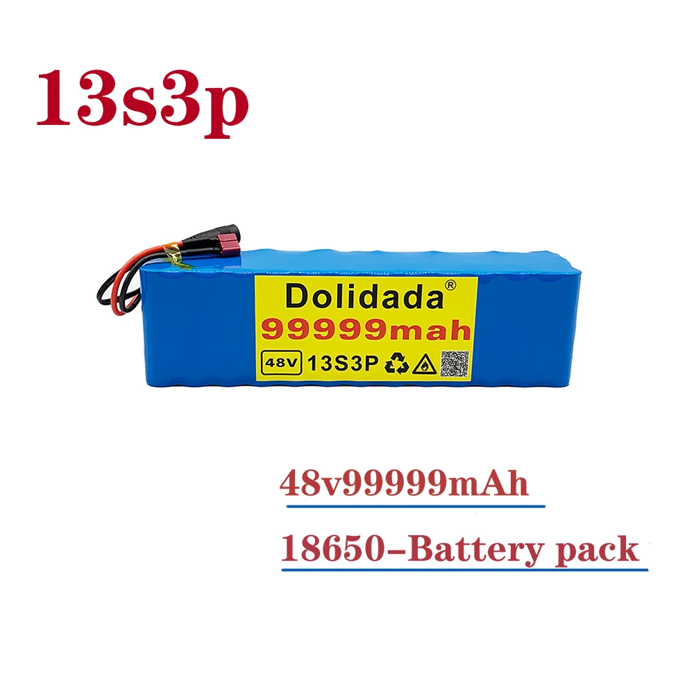 

2022 NEW 48V 99.999Ah 1000w 13S3P 48V 18650 Lithium ion Battery Pack For 54.6v E-bike Electric bicycle Scooter with BMS