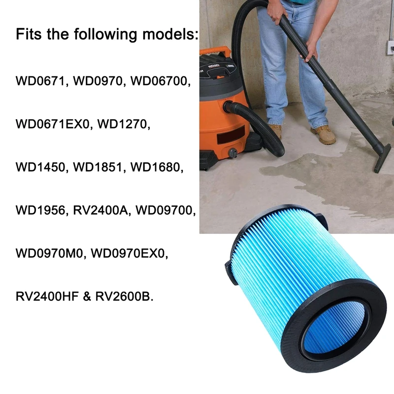 3-слойный высокоэффективный фильтр для замены пыли Ridgid VF5000 Wet Dry Vac WD1450 WD0970 WD1270 WD09700