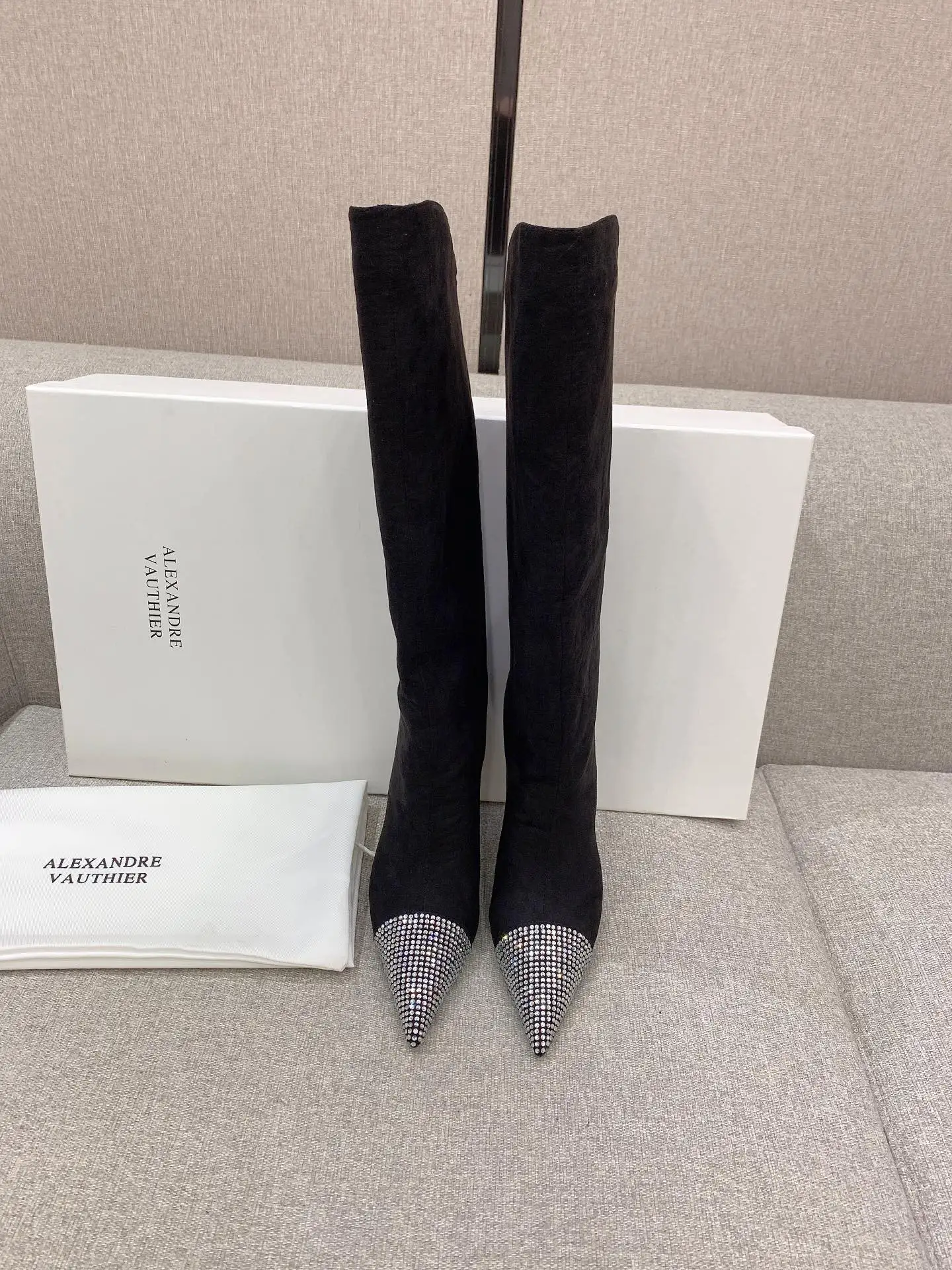 

Replica of International Brand Women's Shoes,Alexander Vauthier,Long Stretch Boots,10cm Super High Heel,Pointed Toe,Crystal