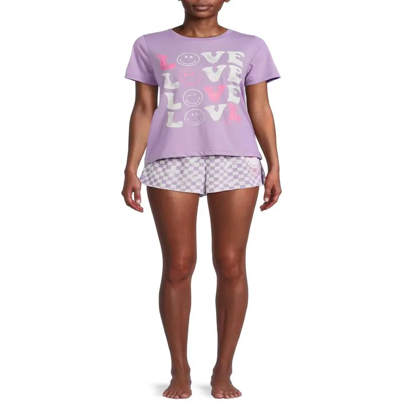 

HMCN Women`s and Women`s Plus Size Valentine`s Day Sleep T-Shirt and Shorts Set, 2-Piece