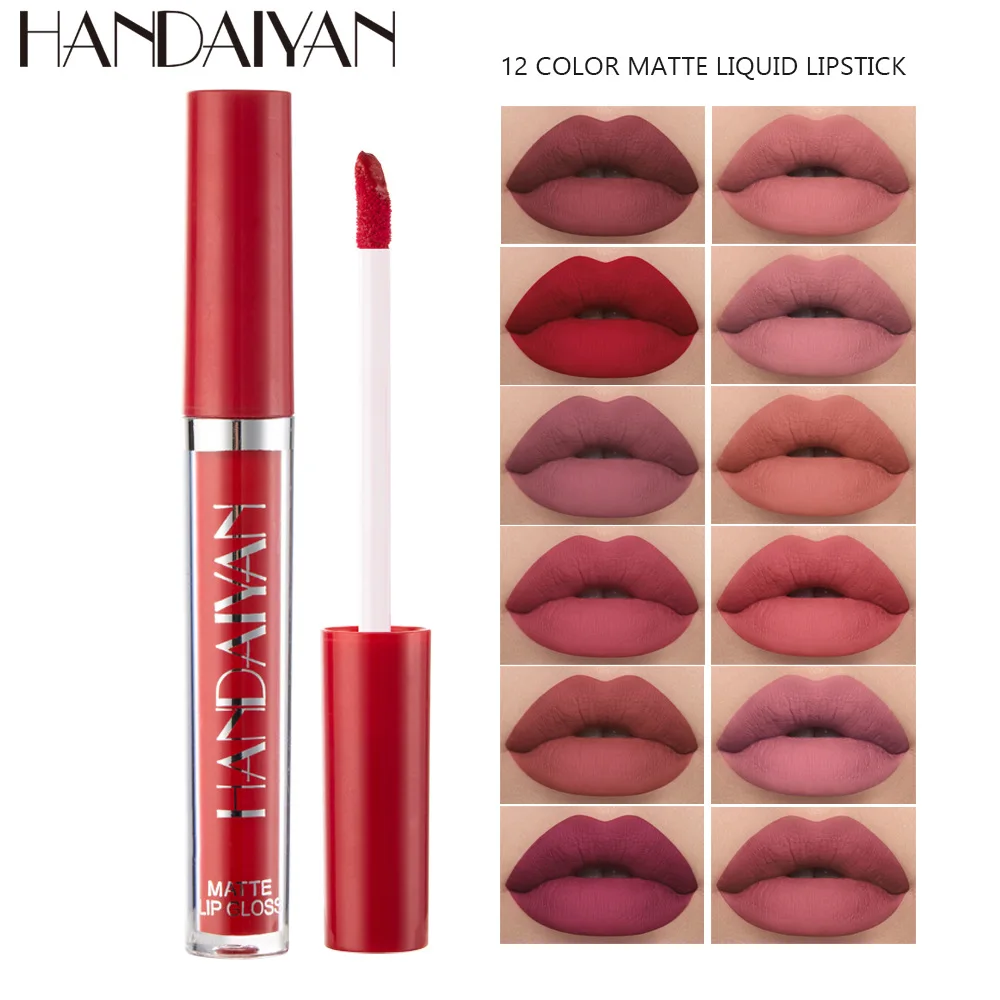 

12 Colors Nude Matte Lip Gloss Waterproof Lipstick Sexy Red Lip Tint Fashion Long Lasting Women Lip Balm Makeup Cosmetics