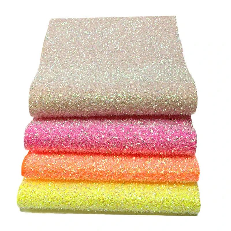 

XHT Light Colors Tinsel Sequin Glitter Faux Leather Fabric Sheets for Christmas Decorations/DIY Accessories