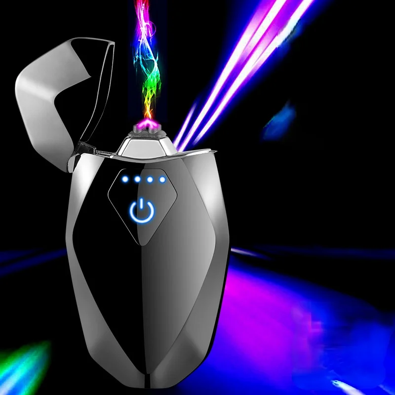 

Rhombus Diamond Double Arc Lighter Smart Battery Display Touch Sensor Lighter Gadgets for Men Technology Smoking Accessories