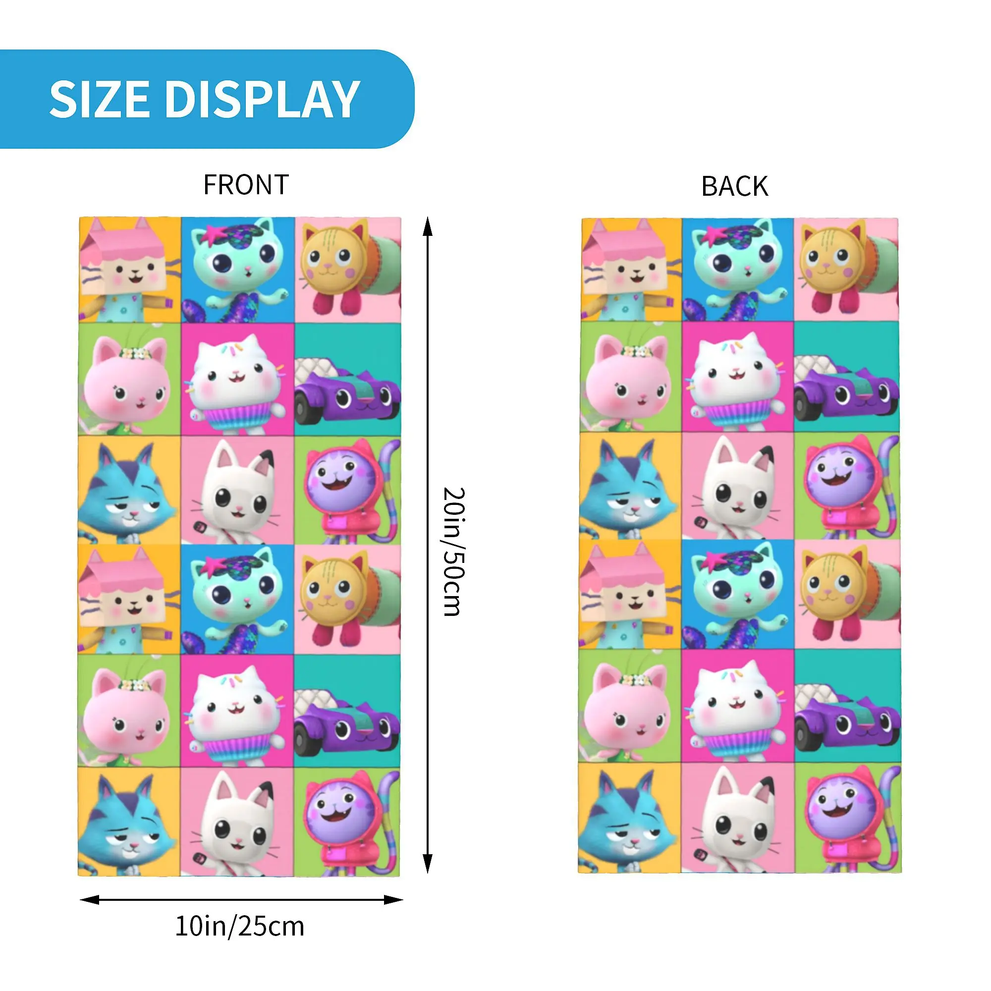 Custom G-Gabbys Dollhouse Characters Bandana Neck Gaiter for Hiking Camping Wrap Scarf Kitty Cat Cartoon Balaclava Warmer