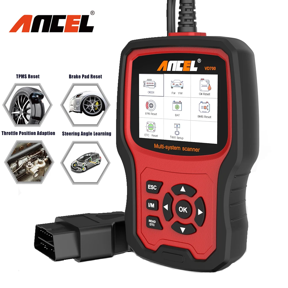 

Диагностический сканер ANCEL VD700 OBD2, программное обеспечение для полной проверки двигателя, для VAG Oil EPB, OBDII, считыватель кодов, Автоматическая ...