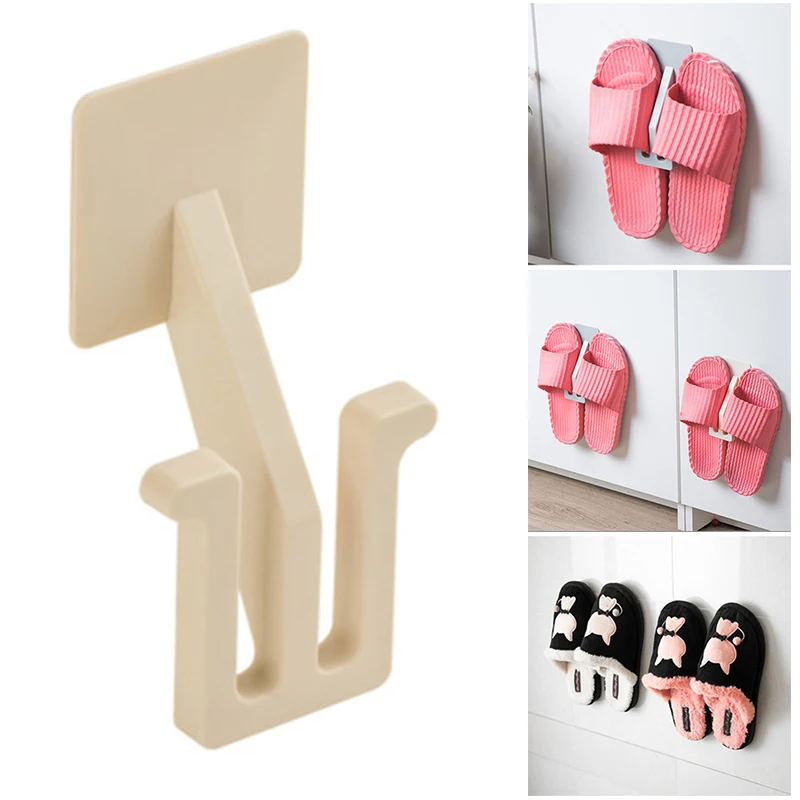

Wall-Mounted Paste Shoe Storage Rack Shoe Organizer Bathroom Shelf Slippers Rack Storage Hook