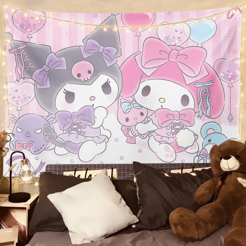 

Cute Comic Sanrioed Tapestry Background Cloth Hanging Cloth Decoration Kuromis Girl Dormitory Bedroom Cinnamorolled Sanrios