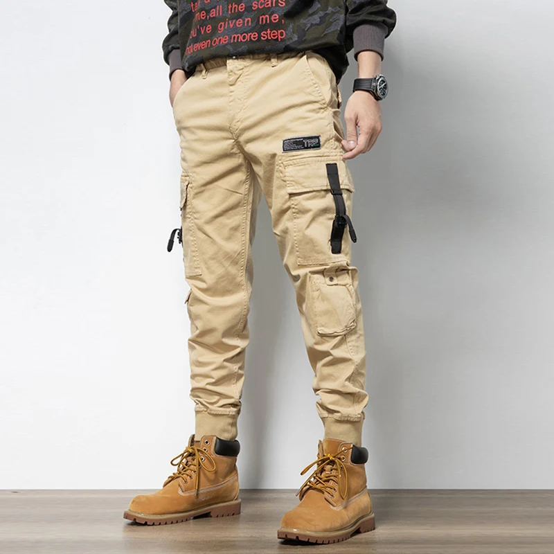 Модные Дизайнерские мужские джинсы повседневные брюки-карго с несколькими