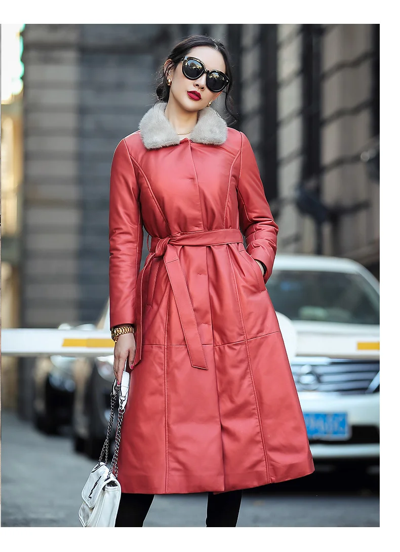 2023 женская кожаная куртка пальто из натуральной овчины женские зимние парки