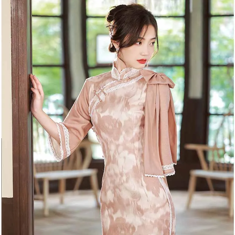 Улучшенное традиционное китайское платье Qipao модное облегающее вечернее